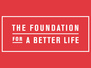Red background with motivational foundation text.