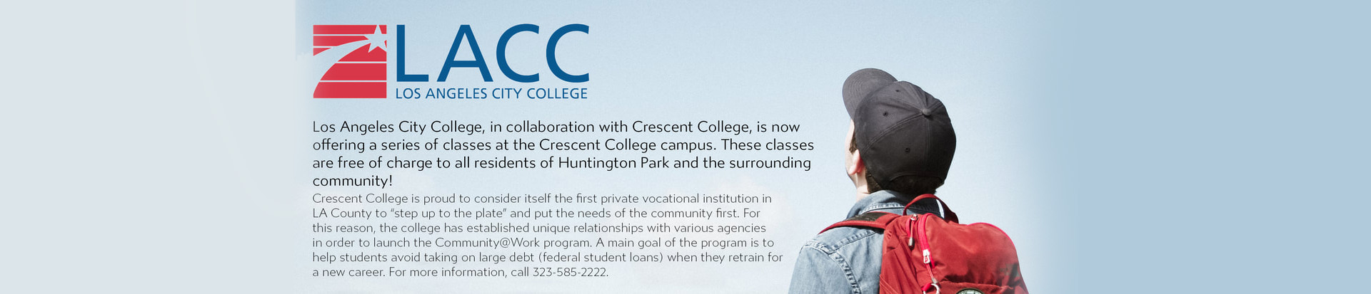 Person looking at Los Angeles City College banner.